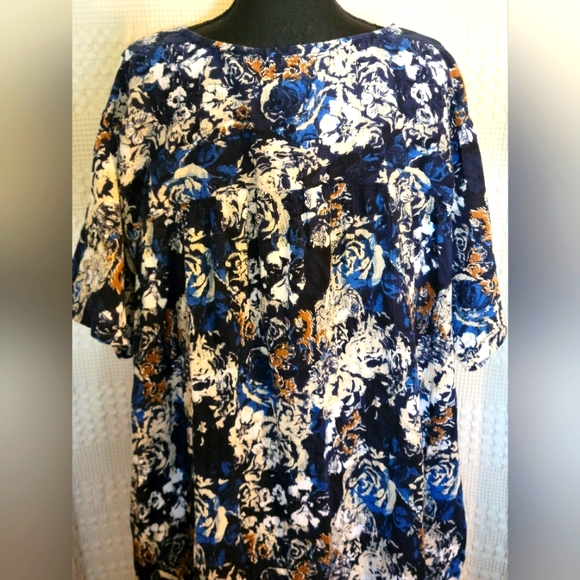 Vintage Anthony Richards Blue Floral MooMoo Size 4X (Fits Like 1X) - Picture 8 of 8